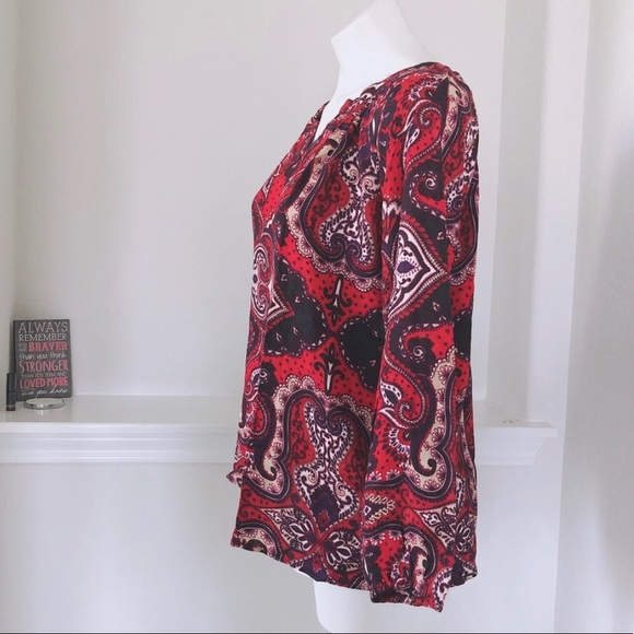 Nine West Top Medallion Peasant Paisley Reflection Jools Blouse Sz S NWT $59.50 - Picture 5 of 7